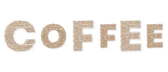 Hand drawn calligraphy and brush pen lettering word coffee. Design of advertising brochures and invitations to cafes, restaurants, bakery