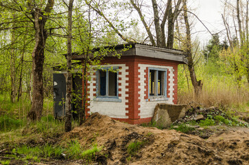 Fototapeta na wymiar Abandoned houses. Forgotten, abandoned ghost town Skrunda, Latvia. Former Soviet army radar station.