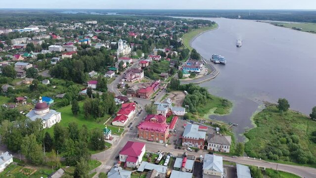 City of Myshkin. Aerial view of the Assumption Cathedral. Russia