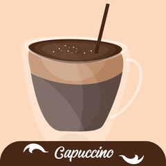 Isolated hot capuccino coffee drink Vector