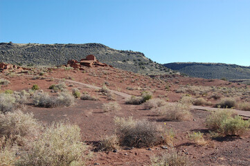Ancient pueblo Indian ruins, Wupatki National Monument, Coconino County, Flagstaff, Arizona. 