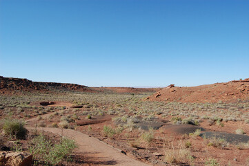 The rugged desert landscape of the Colorado Plateau, Wupatki National Monument, Coconino County, Flagstaff, Arizona.