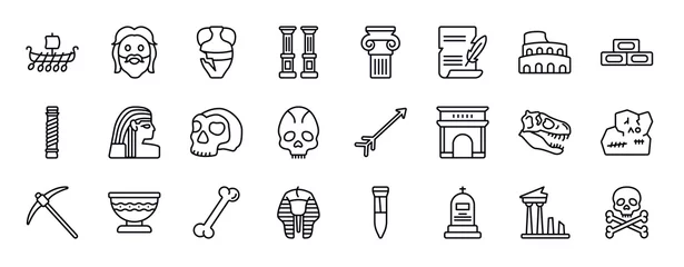 Foto op Canvas history editable line icons set. history thin line icons collection. viking ship, face, archaeological, columns, , poster, colosseum vector illustration. © IconArt
