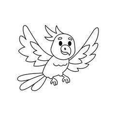 black and white parrot coloring book. children's illustration