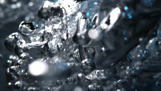 Super Slow Motion Macro Shot of Air Bubbles Flowing in Water at 1000 fps,