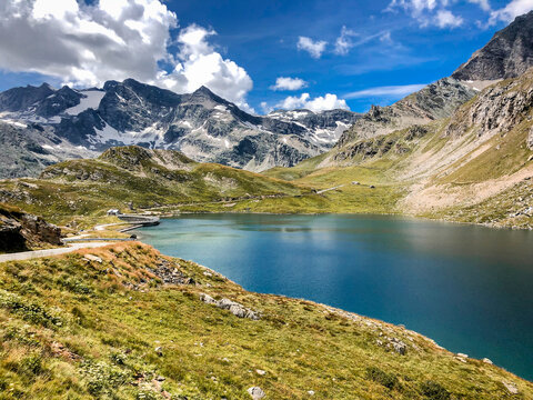 Agnel lake landscape, Gran paradiso park, Piedmont, Northern Italy