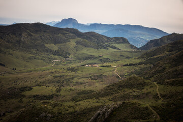 Sicilian Italian Coastal Hill Spring Landscape in Europe on a lovely day