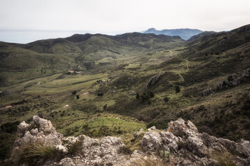 Sicilian Italian Coastal Hill Spring Landscape in Europe on a lovely day