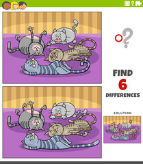 differences educational game with cartoon sleeping cats