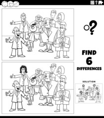 differences game with cartoon businessmen coloring book page