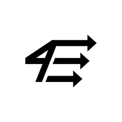 4E with Arrow logo design vector