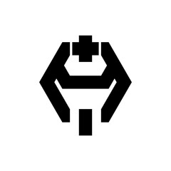 H letter with Plus logo design vector