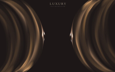 Elegant wavy silk fabric texture.  Cocoa cream 3d vector realistic illustration.