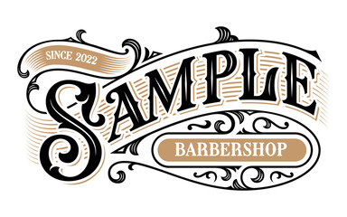 Monochrome vintage barbershop logo template