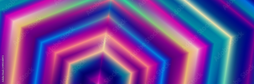 Aufkleber bright multicolored neon hexagon. wide vector graphic pattern