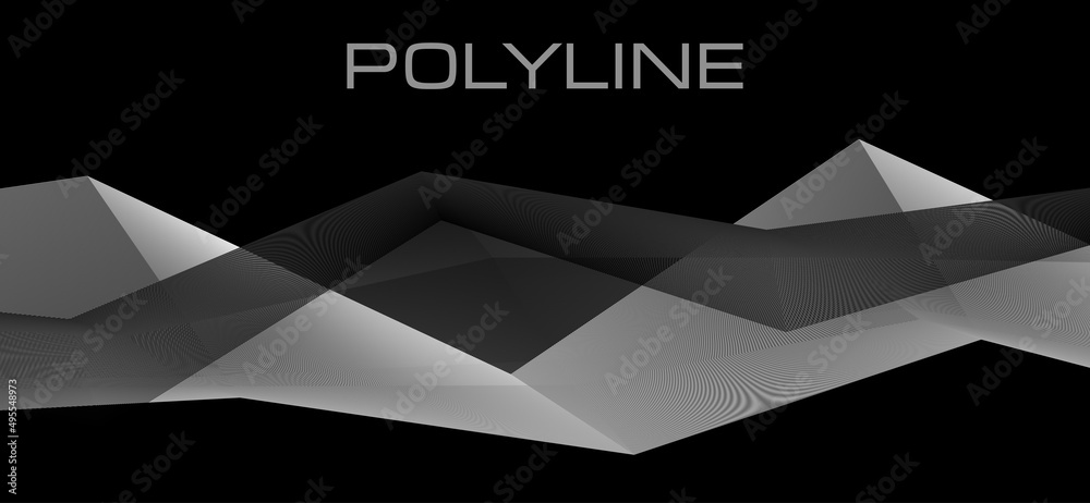 Poster abstract black and white geometric background with polyline