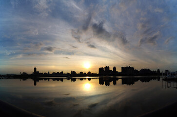 Sunset river landscape along the Dadaocheng area