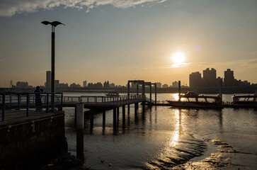 Sunset river landscape along the Dadaocheng area