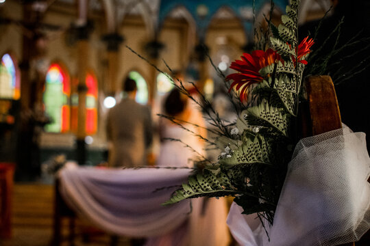 Wedding Flowers Happy wedding photography at wedding ceremony.