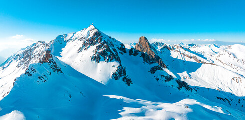 Alpine ski resort St. Anton am Arlberg in winter time. Beautiful view of the Alpine mountains....