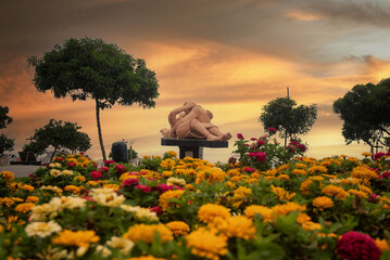 Parque del Amor in the tourist section of Miraflores in the Peruvian capital of Lima, Peru - obrazy, fototapety, plakaty