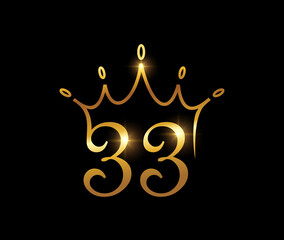 Golden Luxury Crown Monogram Number 33