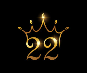 Golden Luxury Crown Monogram Number 22