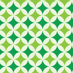 Mid century modern geometric seamless pattern in green and white . Great for wallpaper, home décor and textile 