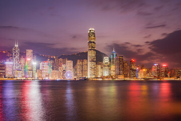 Fototapeta na wymiar Evening city view of Hong Kong.