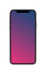 Mockup of phone screen, smartphone isolated on white background. Blank black 3d cell phone, mobile mockup. Vector. Modern device display and frame template for app