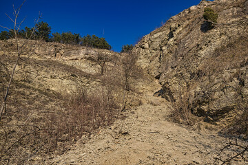 Ausflugsziel Studentenrutsche, Verwerfung in Jena auf der Saale Horizontale, Jena, Thüringen, Deutschland