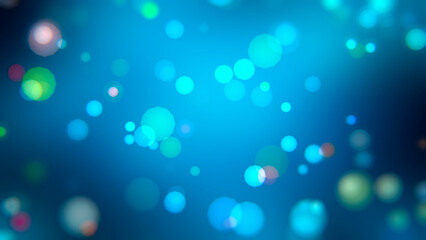 An abstract glowing blue background with multi-colored bokeh.