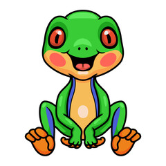 Cute little frog cartoon sitting