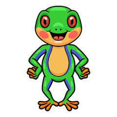 Cute little frog cartoon standing