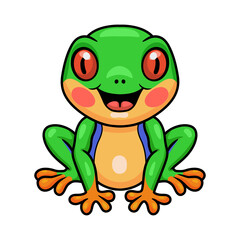 Obraz premium Cute little frog cartoon sitting