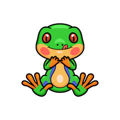 Cute little frog cartoon sitting