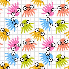 Kids seamless cartoon octopus pattern for fabrics and textiles and packaging and gifts and cards and linens