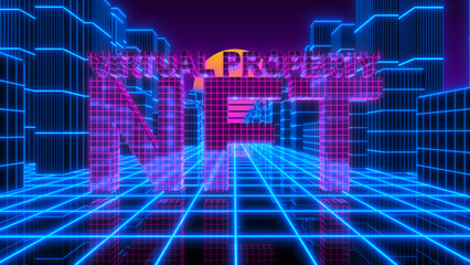 NFT or NFTs non-fungible tokens virtual digital asset using blockchain technology - Illustration Rendering