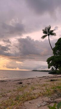 Sunset over a Fijian beach