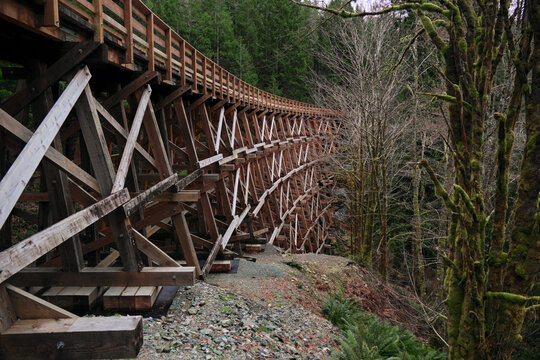 Old railway bridge. Vancouver Island. Galloping Goose trail. British Columbia. Canada