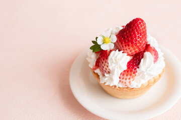 イチゴのケーキ　スイーツ　タルト　かわいい　ピンク