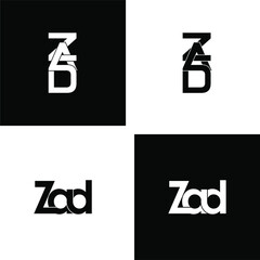 zad letter original monogram logo design set - obrazy, fototapety, plakaty