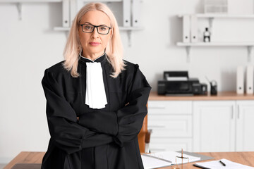 Mature female judge in courtroom