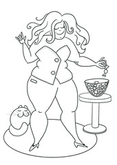 Plus size woman eating candy isolated