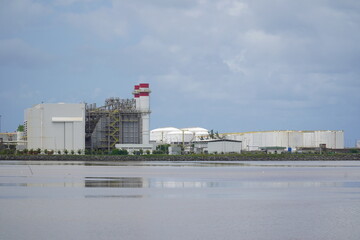 Gas fired power plant (533 megawatts) near the tourist town of Porto de Galinhas with beautiful...