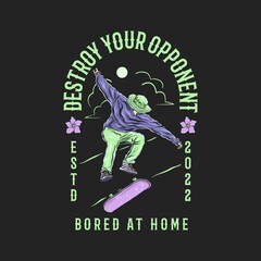 Illustration of a man playing skateboard vintage vector suitable for t-shirt design