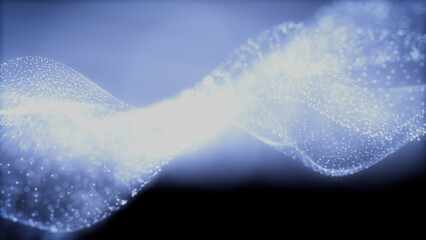 Sound Wave and Audio Technology Concept. Blue, Futuristic Digital Style. 3D Render.