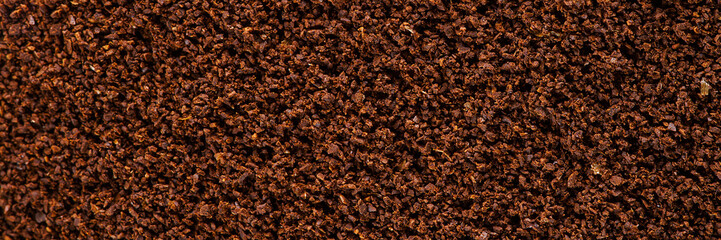 coffee powder abstract background. Coffee grind texture background , banner.