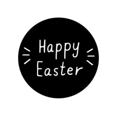 The inscription happy easter on a black background for different types of decoration, postcards, stickers.