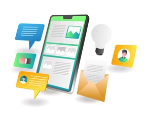 Flat isometric illustration landing page concept. new candidate portfolio